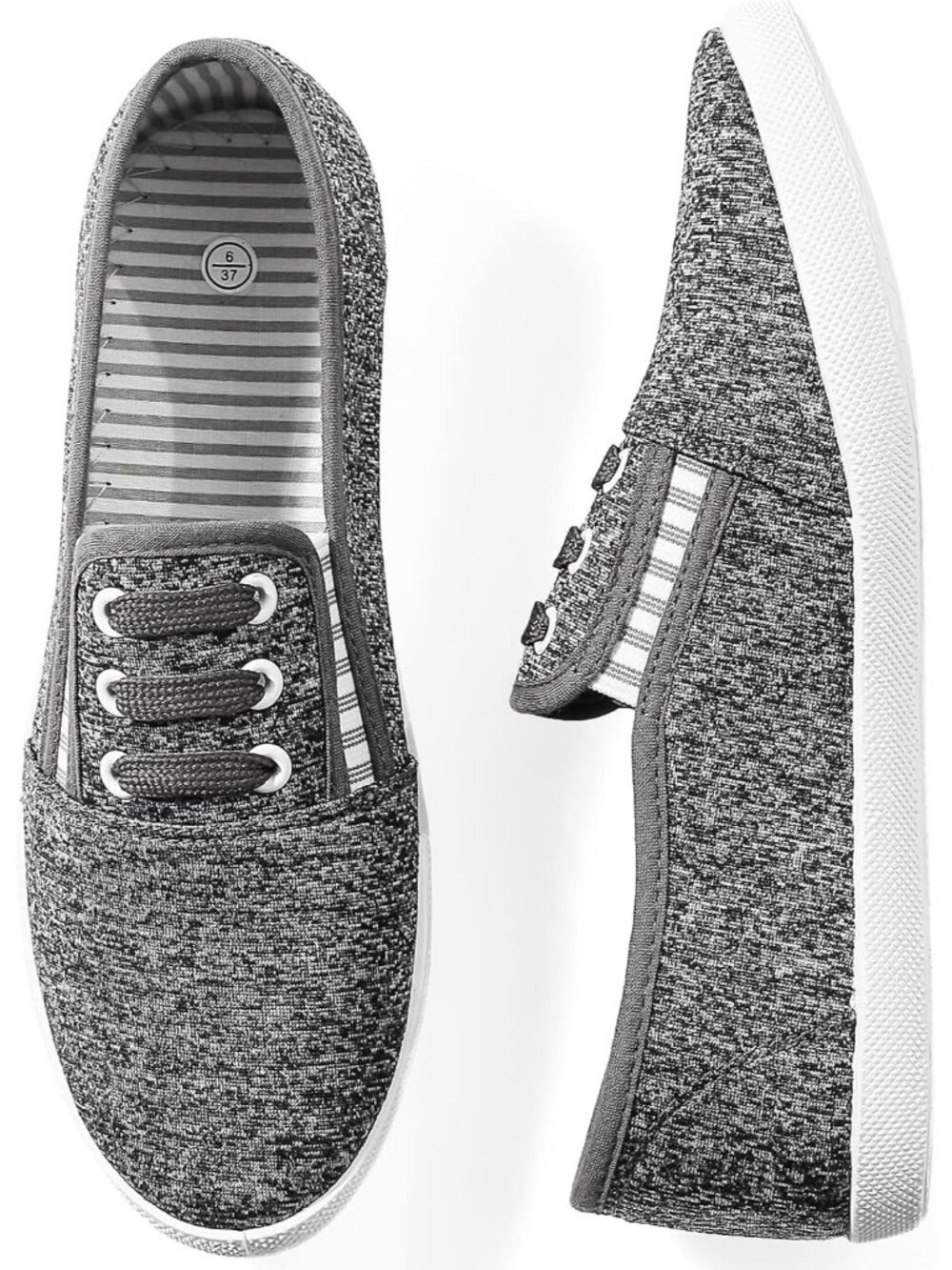 Womens Deep Hemp Grey Canvas Slip On Shoes Sneakers Comfortable Elastic Sneakers